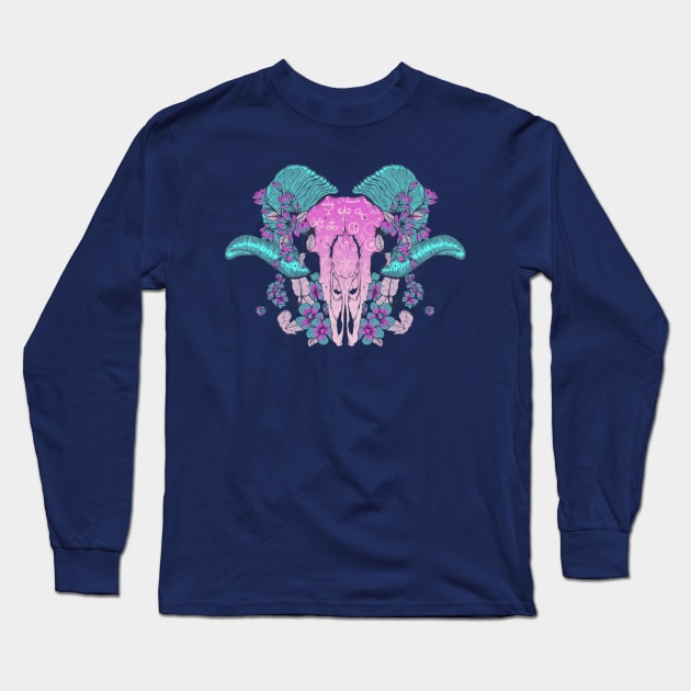 Witchy Skull Long Sleeve T-Shirt by Jess Adams